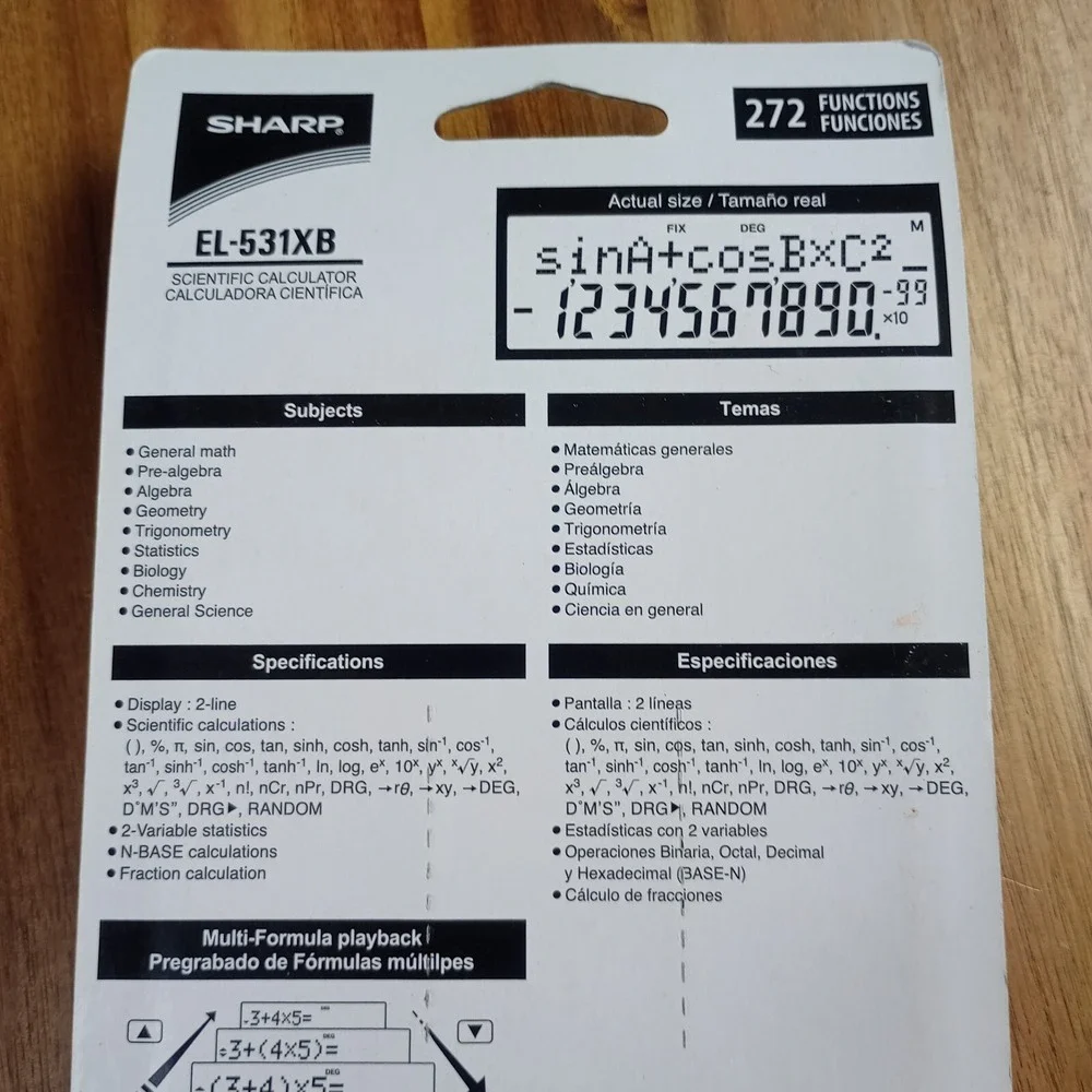 Sharp‎ EL-531XBGR Engineering Scientific Calculator 272 Functions